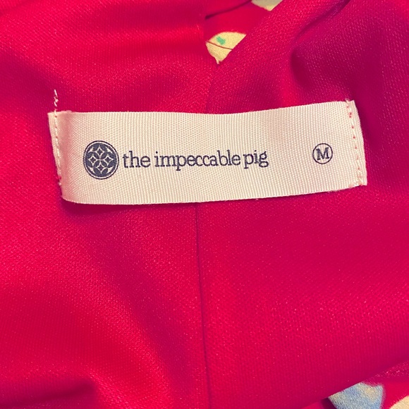 The Impeccable Pig pink size Medium dress with cobalt blue flowers - Picture 4 of 6